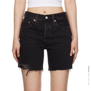 Levi’s black 501 mid thigh denim shorts